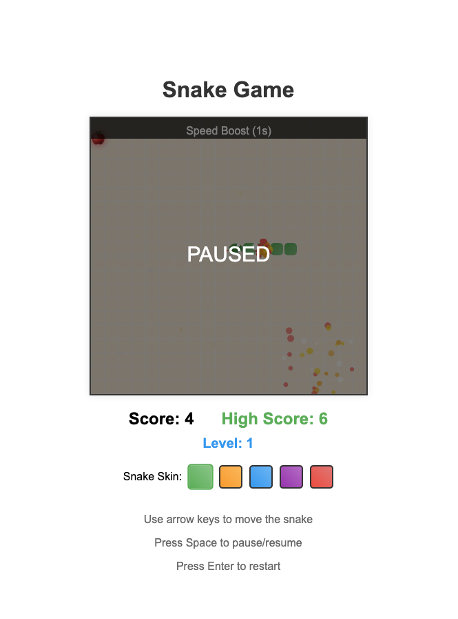 Little Fancy Snake Game built with Windsurf